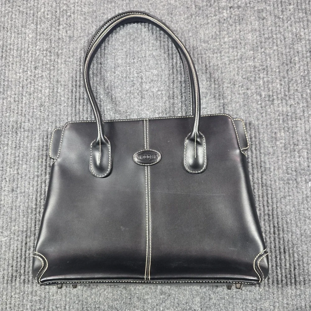 Tods D Bag Womens Black Leather Handbag Satchel Purse Authentic Luxury
